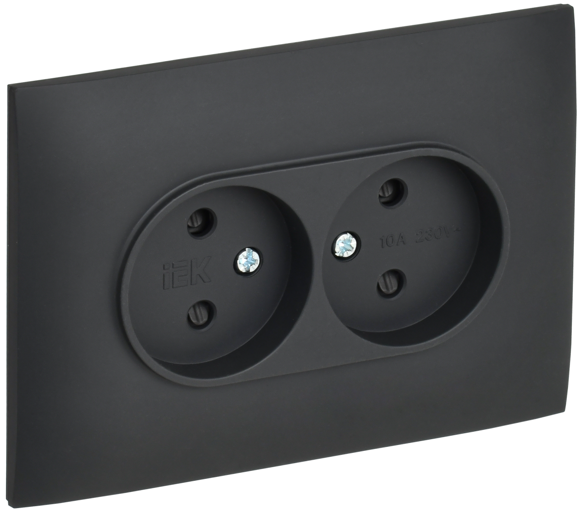 SKANDY Розетка 2-местная без заземления с защитными шторками 10А в сборе SK-R09G графит IEK