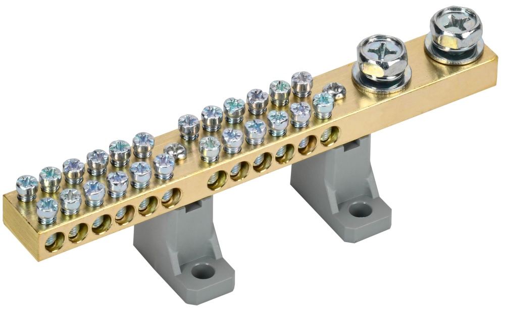 Шина N ноль на двух угловых изоляторах 200А Ш НИ-10х18-24-L2-С