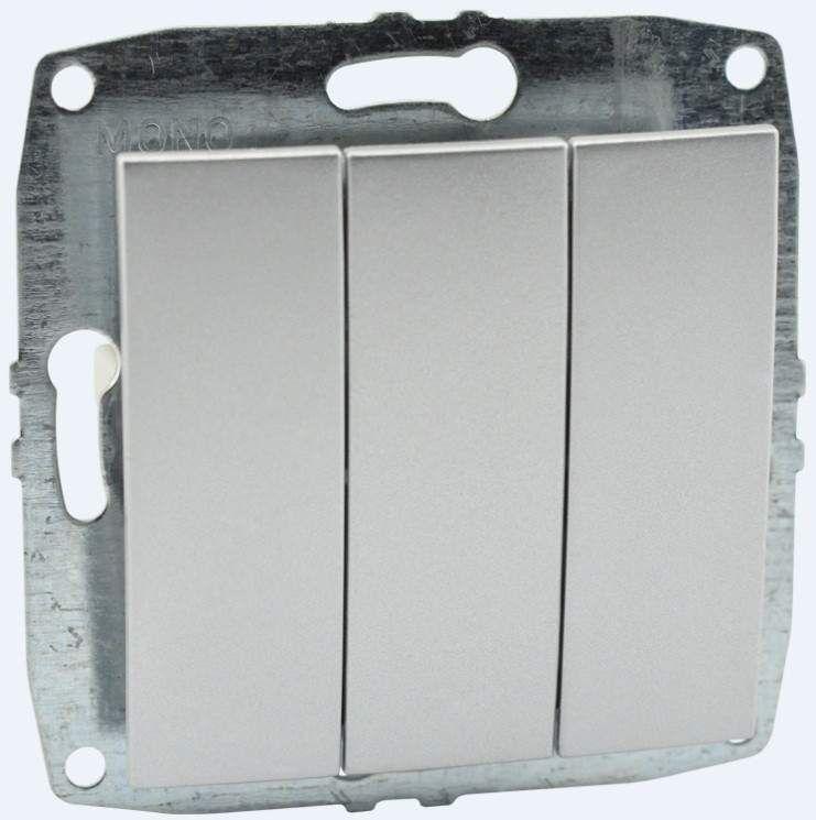 Выключатель трехклавишный механизм  Mono Electric Despina/ Larissa серебро 500-002122-114