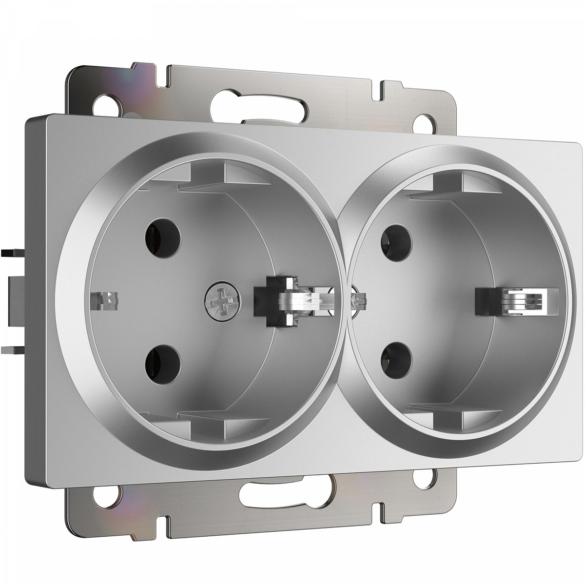 Розетка двойная с заземлением серебряный W1172006