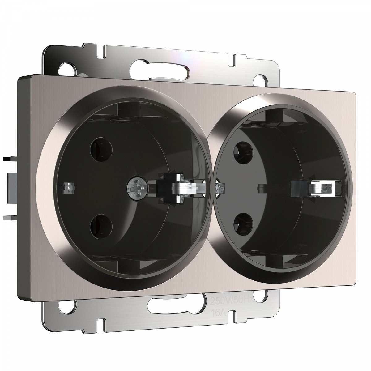 Розетка двойная с заземлением глянцевый никель W1172002